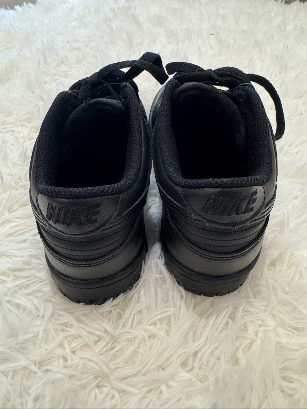 Nike Black Leather Dunks Low Triple Black - Picture 5 of 7